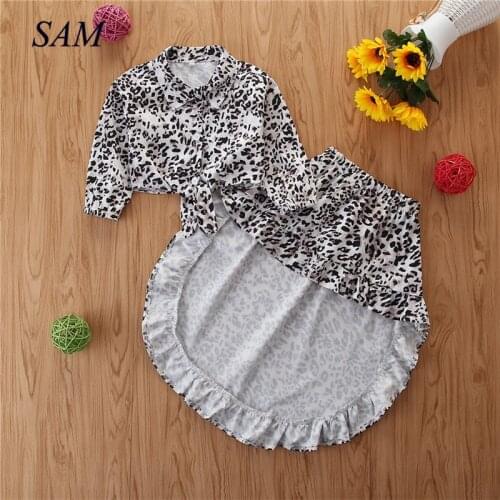 2020 Autumn Baby Girls Clothing Sets Childrens Long Sleeve Blouse+Leopard Skirts 2PCS Suits Kids Fashion Clothes