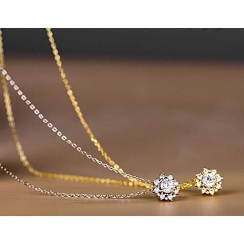 925 Sterling Silver Chain Necklace Exquisite Micro Zircon Round Pendant Clavicle Necklace for Women Fashion Jewelry