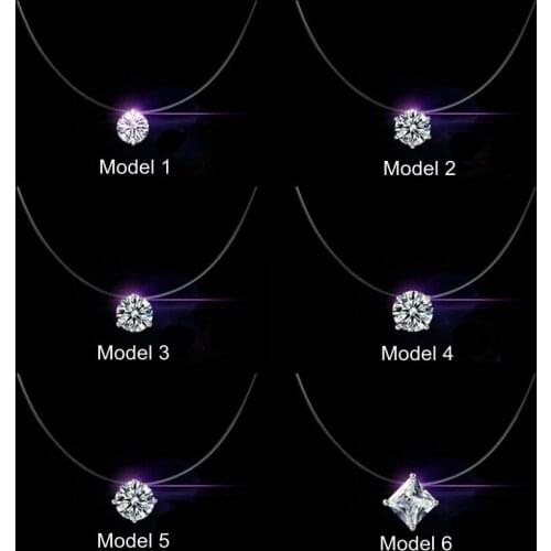 Chic Transparant Fishing Line Jewelry Necklace For Woman Girl S925 Silver AAA Grade Cubic Zirconia Choker Collar Party Gifts