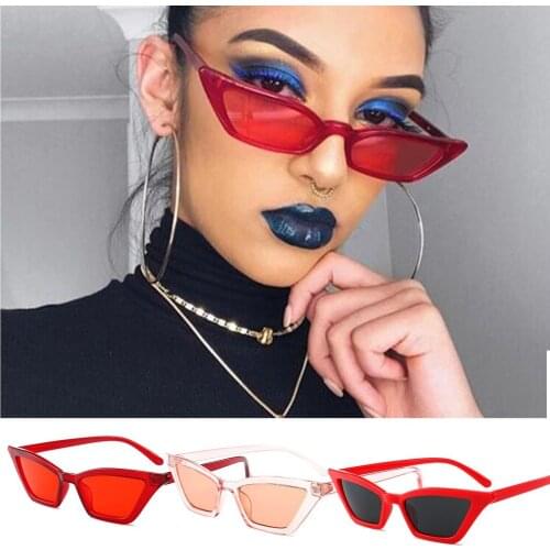 Retro Narrow Pointy Cateye Womens Sun Glasses Polarized Cat Eye Vintage Sunglasses For Women Tinted Lens