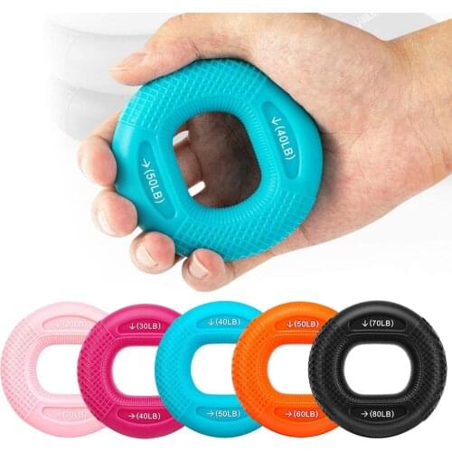 Hand Grip Strength Trainer Finger Exerciser Silica Gel Forearm Gripper Ring 20-80LB Carpal Expander Muscle Workout Exercise Gym