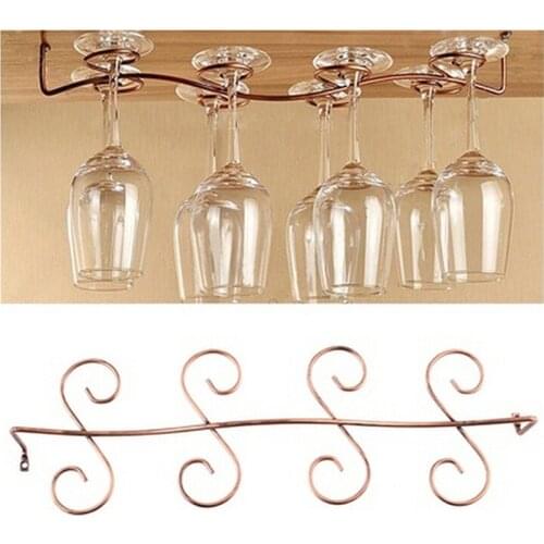 Top Quality 6/8 Wine Glass Rack Stemware Hanging Under Cabinet Holder Bar Kitchen Screws Buckets Coolers & Holders