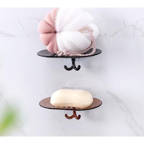 Punch-free Soap Box Simple Atmospheric Modeling Dishes Drain Holder Practical Plate Tray Bathroom Wall Mounted Rack 14x9x5.5cm
