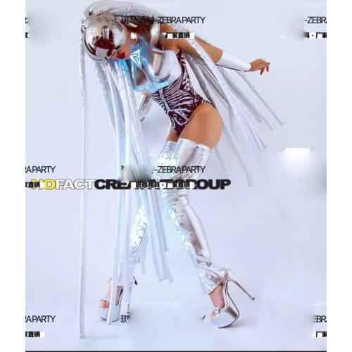 Futuristic female warrior Technology dance wear gogo nightclub bar stage party girl costume