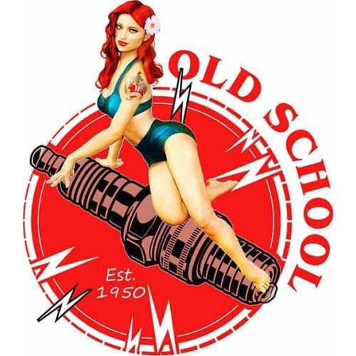 13cm x 11.3cm For Old School Pin Up Girl Funny Car Stickers Cartoon Decal Car Accessories Fashion Suitable for VAN RV