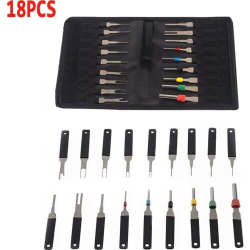 NEW 18pcs Terminal Removal Tool Kit Pin Needle Retractor Pick Electrical Wire Plug Puller Cloth Bag Repair Hand Tools Wholesale