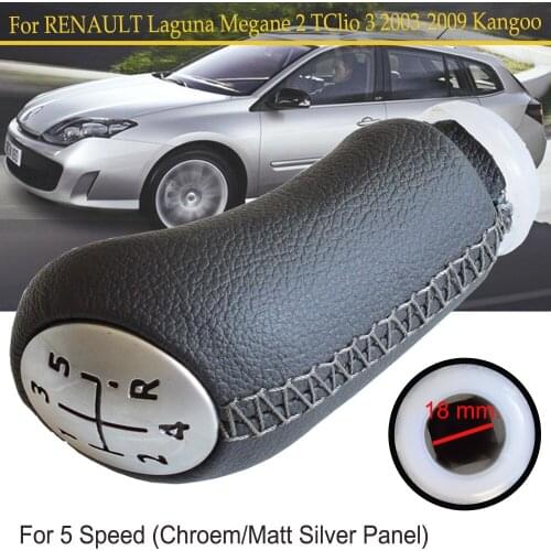5 Speed Manual Gear Shift Knob Lever Shifter For Renault Laguna Megane 2 Clio 3 2003-2009 Kangoo 2009 Chrome/Matt Silver Panel