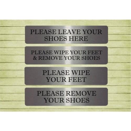 Aluminum-plastic Composite Board VITAL SIGNS Remove Your Shoes Wipe Feet hotel sign - Silver Gold White Metal Door Plaque