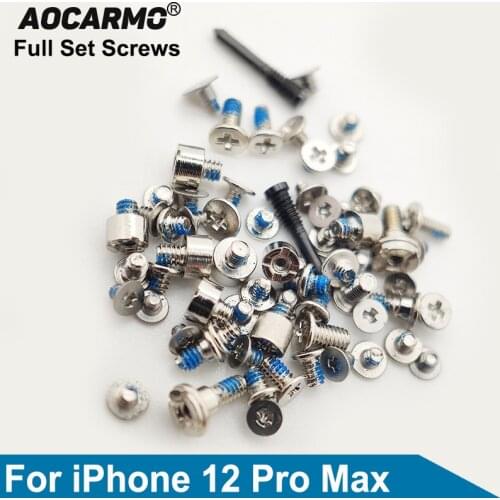 Aocarmo For iPhone 12 Pro Max Full Set Inside Motherboard Middle Frame Screw Bolt Bottom Dock Screws Housing Screw