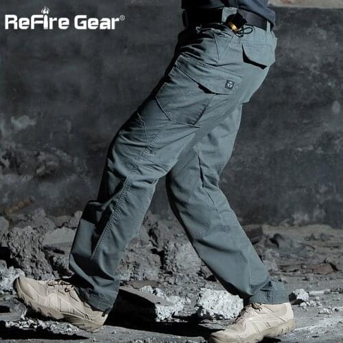 ReFire Gear M3 Waterproof Tactical Military Pants Men SWAT Special Army Combat Cargo Pants Multi Pocket Rip-stop Cotton Trousers