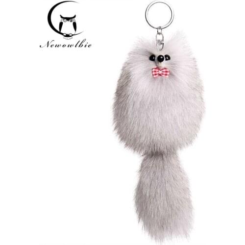 Natural real fox fur Small fox doll ornaments Car key chain pendant buckle creative gift Womens fur bag pendant