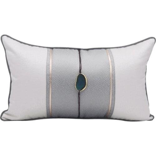 Home Decorative Cushion Cover With Natural Gem Printed Plaid Living Room Sofa Pillow Case Throw Pillow Cover 30x50cm