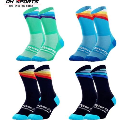DH SPORTS Professional New Cycling socks Running Sock Athletic Champion Mens Crew Sprint Hosiery Loafer Striped Women Cushioned
