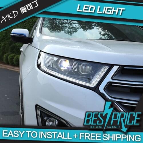 AKD Car Styling Head Lamp for Edge Headlights 2017 2018 2019 Edge LED Headlight DRL H7 D2H Hid Option Angel Eye Bi Xenon Beam