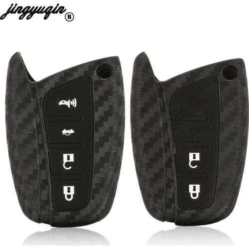Jingyuqin carbon Silicone Remote Car Key Case Cover For Hyundai Solaris ix35 ix45 Accent Elantra Santa Fe Accessories