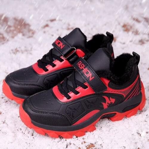 Winter Children Shoes For Kids Sneakers Boys Casual Shoes Girls Sneakers Plush Lining Warm Anti-slippery Hook&Loop Trainers 2020