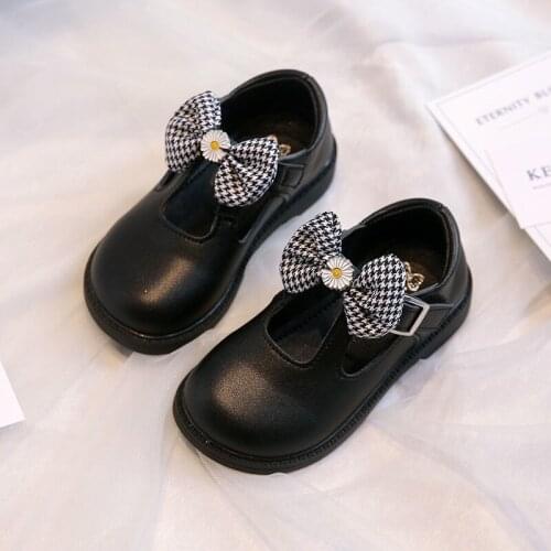 Spring Autumn Kids Shoes Leather Sneakers For Girls Non-slip Toddlers Mary Janes Baby Children Bowtie School kindergarten Shoes