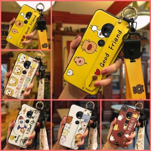Cute Wrist Strap Phone Case For MOTO G7/G7 Plus Anti-dust Cartoon Waterproof For Girls New