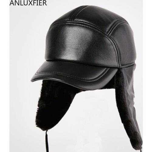 Mens Ear Protection Baseball Cap Elderly Lei Feng Hat Mens Winter Warm Outdoor Fur Hats Mans Leather Hat Parchment Hat B-8814