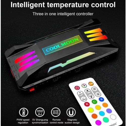 COOLMOON Cooling Fan Hub Portable Programmable ABS PWM Temperature Control Speed Adjustment Controller for Case Fan