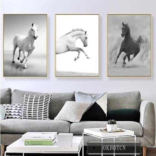 Zebra Horse Bear Canvas Painting Black White Paint Model Posters and Prints Nordic Home Decoration Wall Art Pictures