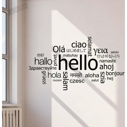 Hello In Different Languages Wall Decal Vinyl Welcome Sticker For Office Decoration Art Living Room Door Entry Way Murals Y235