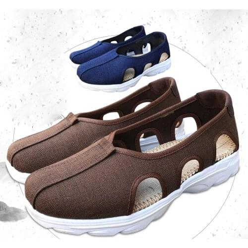 Unisex EVA thick soft bottom summer buddhist canvas lohan arhat shoes zen shaolin monk zen lay meditation sandals blue