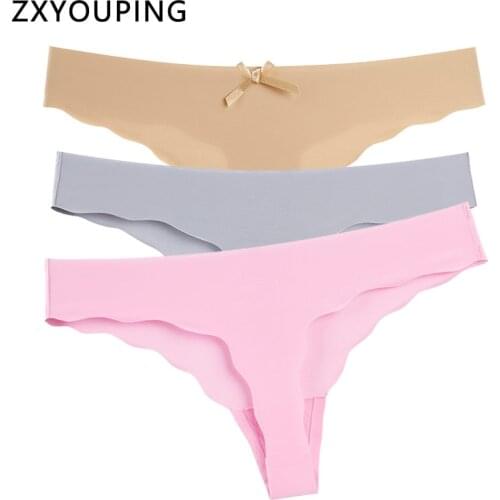 Sexy Wave Thong Women Seamless Panties Underwear Cute Bow G String Ladies Ultra Thin Low Waist Lingerie Plus Size S-XXL 2020 New