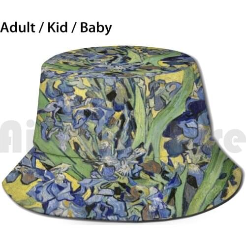 Irises Vincent Van Gogh Flowers Sun Hat 2795 Bucket Hat Vincent Van Gogh Van Gogh Van Gogh Impressionism