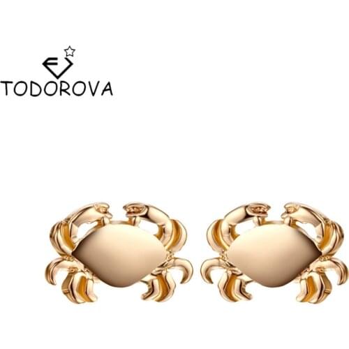 Todorova New Hot Punk Rock Cute Small Charm Crab Animal Stud Earrings for Men Boucles Women Man