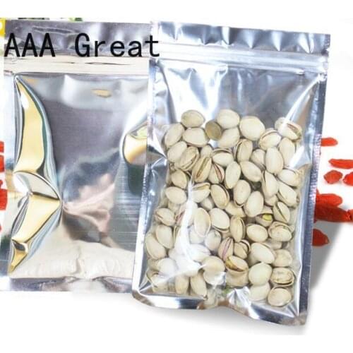 100Pcs/Lot Front Clear Foil Mylar Storage Sealer Zip Bag Kitchen Vacuum Food Package Aluminum Bags Candy Nuts Zip Lock Pouches