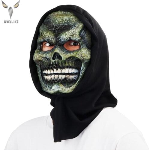 WAYLIKE Foam Green Skull Mask Halloween Horror Latex Mask Party Cosplay Skull Demon Horror Mask