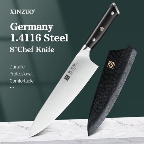 XINZUO 8"Inches Chef Knife German 1.4116 Stainless Steel Meat Slicer Blade Razor Sharp Kitchen Knives Tools Ebony Handle