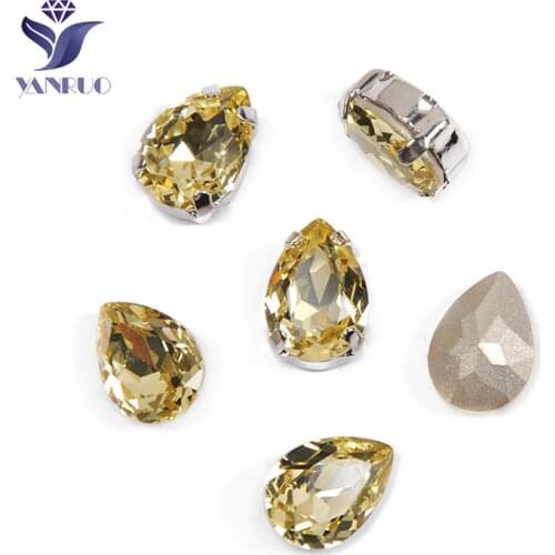 YANRUO 4320 Drop Jonquil Sewn Rhinestones Glass Ribbon With Rhinestones Shoes Applqiue Glitter Gems