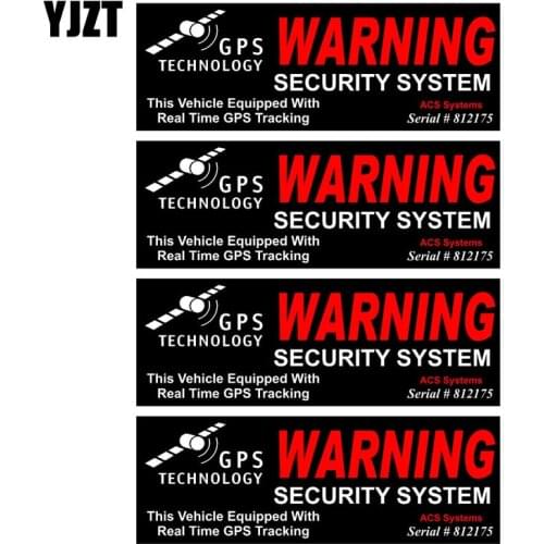 YJZT 10CM*3.5CM 4X GPS WARNING SECURITY SYSTEM Personality Reflective Car Sticker C1-7579