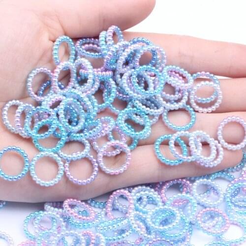 14mm 1000pcs Imitation Pearl Art Resin Rhinestones Circle Rainbow Flatback DIY Crafts Jewelry Making Wedding Decoration