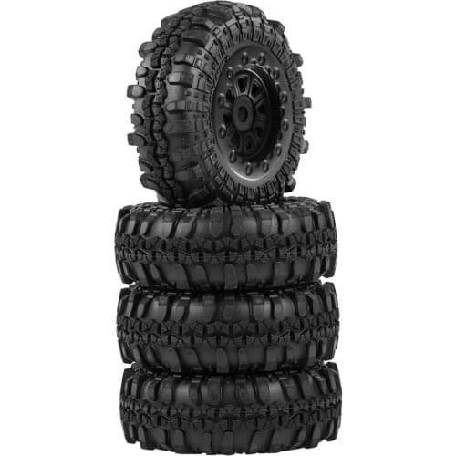 4pcs 1.0 inch CNC Micro Wheels & Tires Set for Axial SCX24 00001 000002 RC Crawler Parts Accessories Black