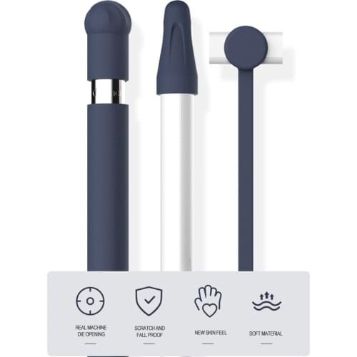 4 in 1 Soft Silicone Protective Sleeve Skin Cover for Apple Pencil 1 Anti Scratch Stylus Pen Nib Tip CAP Replacement Case