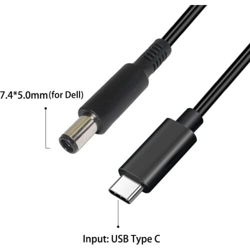 USB Type C Power Adapter Converter to 7.4*5.0mm Dc Plug Connector PD Emulator Trigger Charging Cable Cord for Dell Laptop