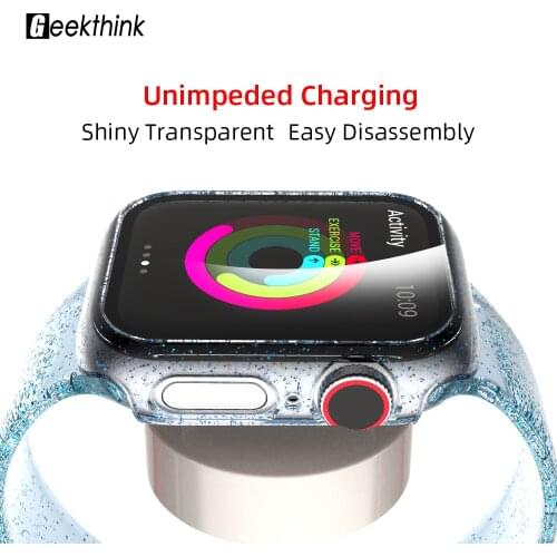 Shiny Transparent PC Apple Watch Tempered Film Case 38mm 42mm Iwatch 1 2 3 40mm 44mm for Apple Watch 5 4