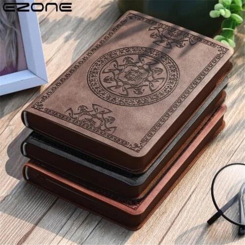 EZONE A6 Retro Notebook Horizontal Line Book New Portable Vintage Pattern PU Leather Notebook Diary Notepad Stationery Gift
