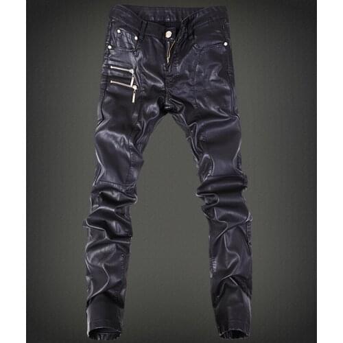 Spring and Autumn Male Leather Pants Personality Slim Motorcycle Leather Pants Male Leather Trousers Pantalon Hombre Men Clothes