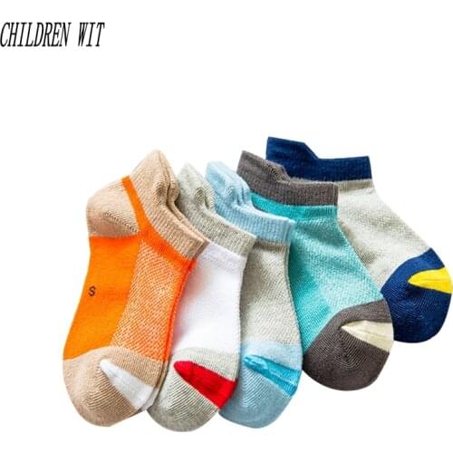 CHILDREN WIT 2019 Spring Summer Children Socks Mesh Cotton Boys Socks Girls Socks 1-12 Year Kids Casual Boat Socks 5 Pairs/lot