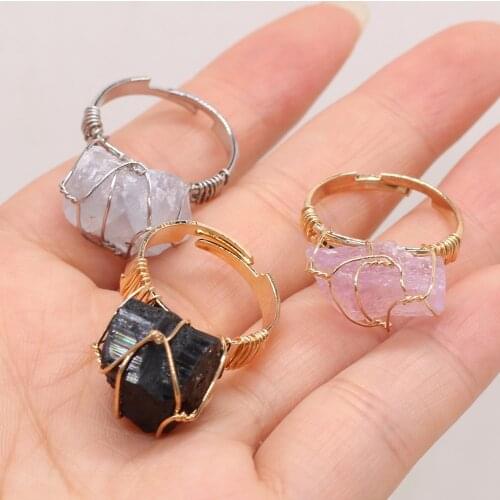 Natural Agates Stone Rings Open Finger Irregular Rings Stone Studded for Women Men Party Wedding Jewelry Gift 12x18-15x20mm