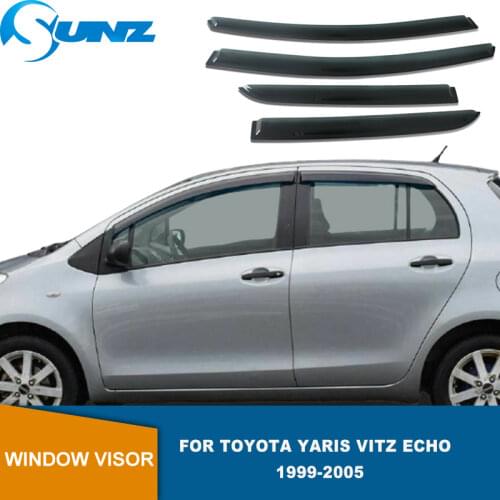 Side Window Deflectors For Toyota Yaris Vitz Echo 1999-2005 Acrylic Black Window Visors Rain Guard Vent Deflectors SUNZ