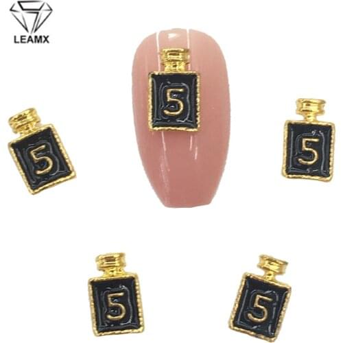 LEAMX 10 Pcs/bag 3D Perfume Bottle Nail Art Decorations Enamel Charms Alloy Perfume Nail DIY Manicure Tool Nail Supplies L488