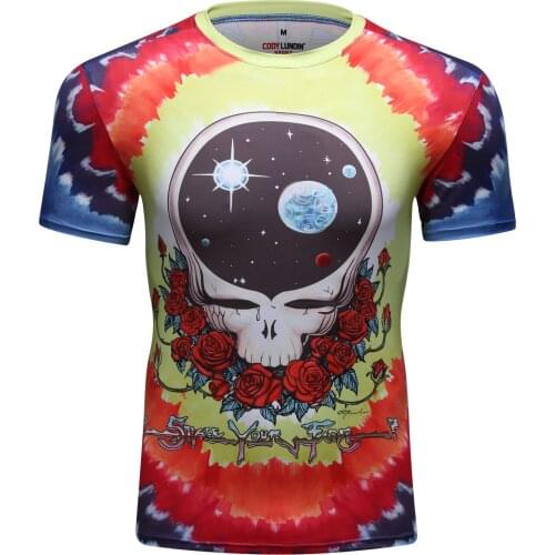 2021 Summer New Male Cartoon Printed Men O-Neck Short Sleeve Sports Shirts Outdoor Running Fitness Tshirts Breathable