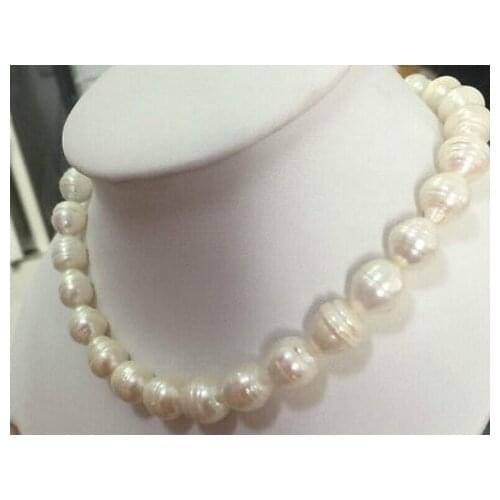 Elegant10-11mm baroque south sea white pearl necklace 18inch