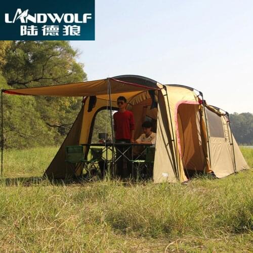 Landwolf Special large outdoor camping 1big hall 1 Bedroom for 5-6 people big family party travel team tent in kakhi color