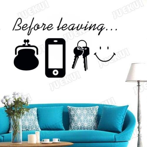 Before Leaving Packet Phone Key And Smiley Face Wall Sticker for Living Room Home Art Decor Vinyl Decals Stickers Murals TA748